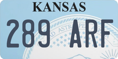 KS license plate 289ARF