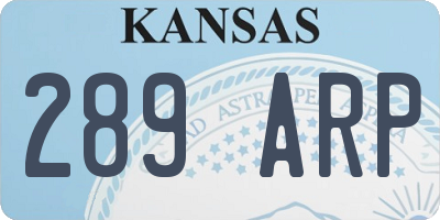 KS license plate 289ARP