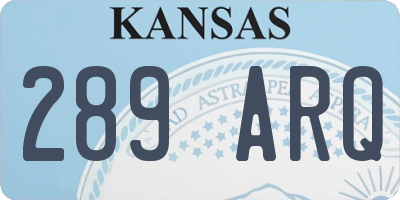 KS license plate 289ARQ