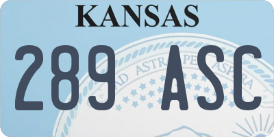 KS license plate 289ASC