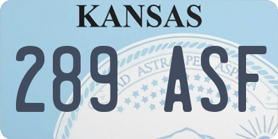 KS license plate 289ASF