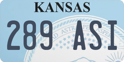KS license plate 289ASI