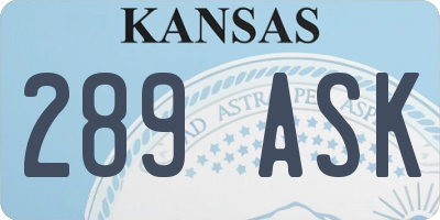 KS license plate 289ASK
