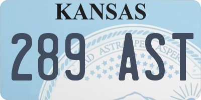 KS license plate 289AST