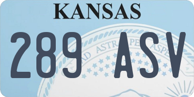 KS license plate 289ASV