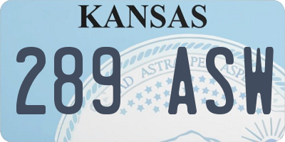 KS license plate 289ASW