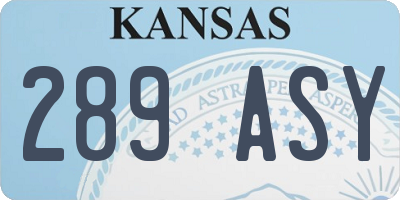 KS license plate 289ASY