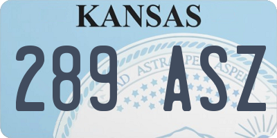 KS license plate 289ASZ