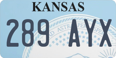 KS license plate 289AYX