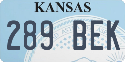 KS license plate 289BEK