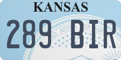 KS license plate 289BIR