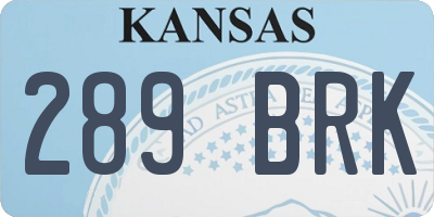 KS license plate 289BRK