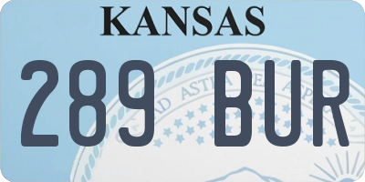 KS license plate 289BUR