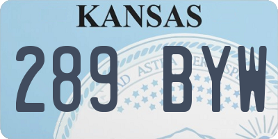 KS license plate 289BYW