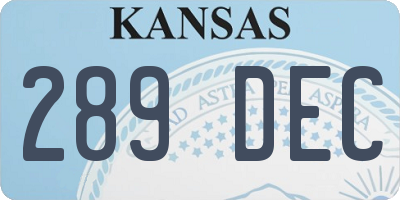 KS license plate 289DEC