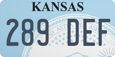 KS license plate 289DEF