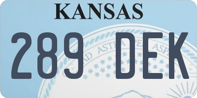 KS license plate 289DEK