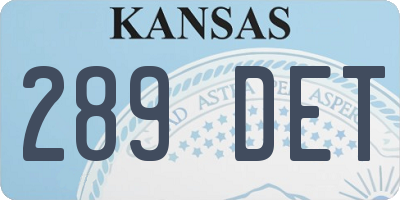 KS license plate 289DET