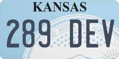 KS license plate 289DEV