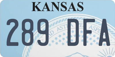 KS license plate 289DFA