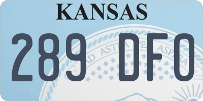 KS license plate 289DFO