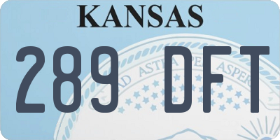 KS license plate 289DFT