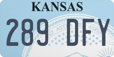KS license plate 289DFY