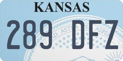 KS license plate 289DFZ