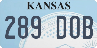 KS license plate 289DOB