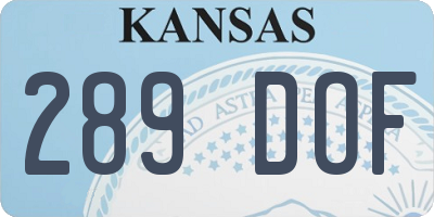 KS license plate 289DOF