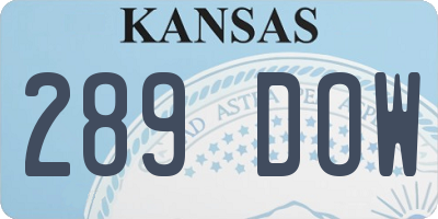 KS license plate 289DOW