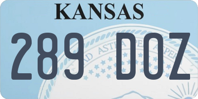 KS license plate 289DOZ