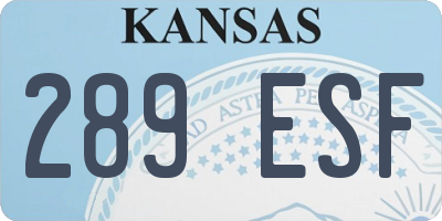 KS license plate 289ESF