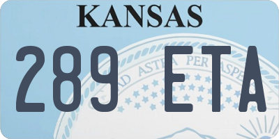 KS license plate 289ETA