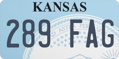 KS license plate 289FAG