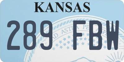 KS license plate 289FBW