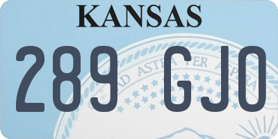 KS license plate 289GJO