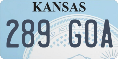 KS license plate 289GOA