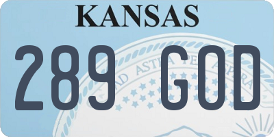 KS license plate 289GOD