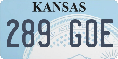 KS license plate 289GOE