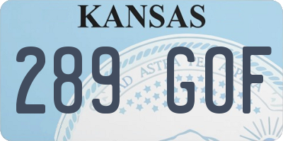 KS license plate 289GOF