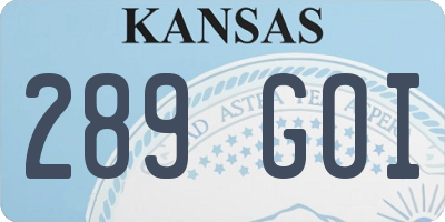 KS license plate 289GOI