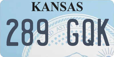 KS license plate 289GQK