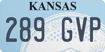 KS license plate 289GVP