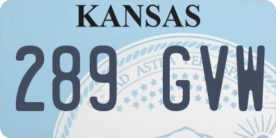 KS license plate 289GVW