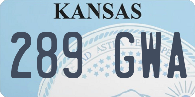 KS license plate 289GWA