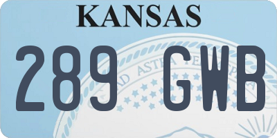 KS license plate 289GWB