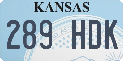 KS license plate 289HDK