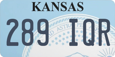 KS license plate 289IQR