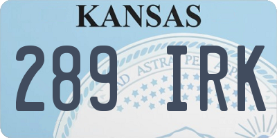 KS license plate 289IRK